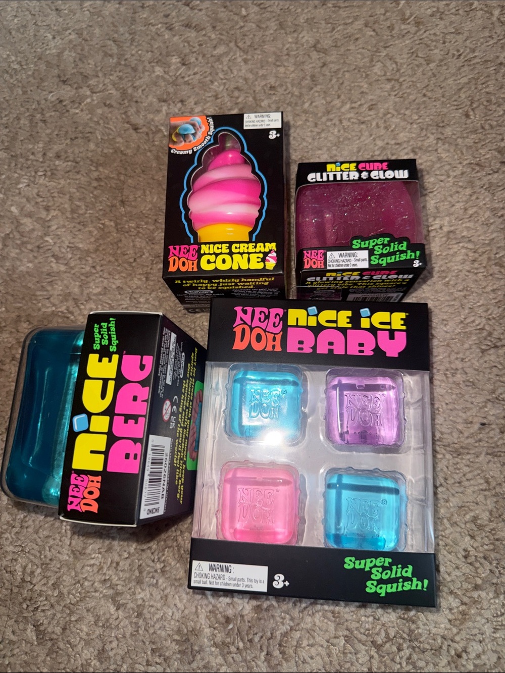 NIB NeeDoh Bundle - Nice Cream Cone, Glitter Flow, Nice Berg, Nice Ice Baby